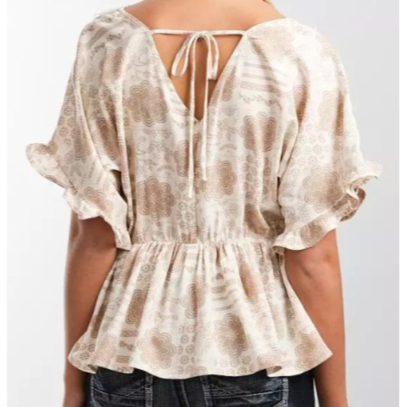 NWT Daytrip Buckle Women's Size Medium Medallion Print Peplum Top Boho - Picture 2 of 5